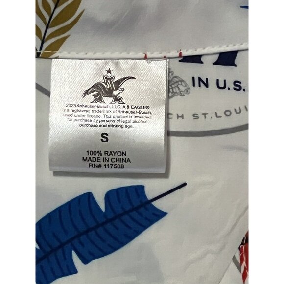 Busch Light Beer Men’s Camp Hawaiian Shirt Rayon Button Up Size Small NWT - Picture 5 of 5